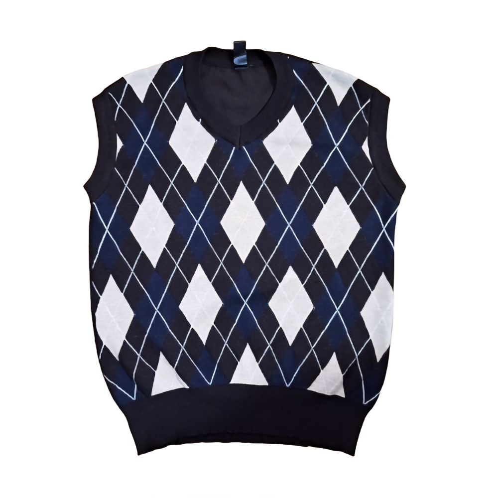 Brown, Blue, And Beige Argyle Sweater Vest Men's Medium
